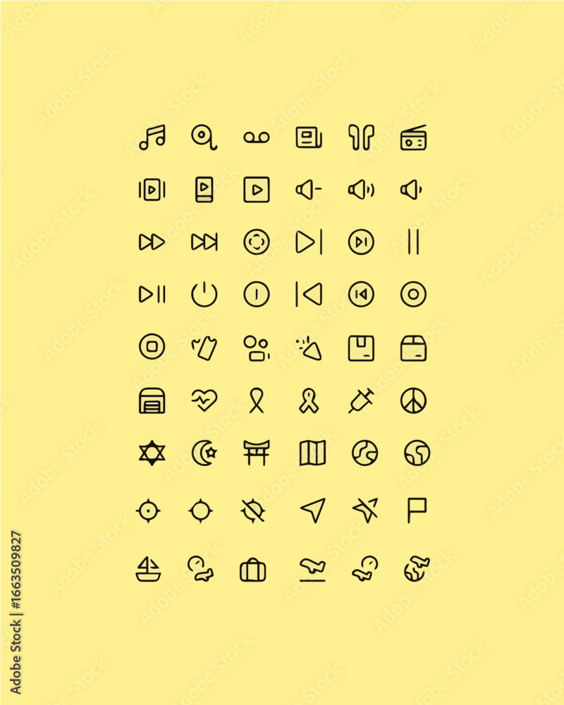 Aufkleber minimalist icon collection for professional design projects, enhancing ux and ui with clean symbols