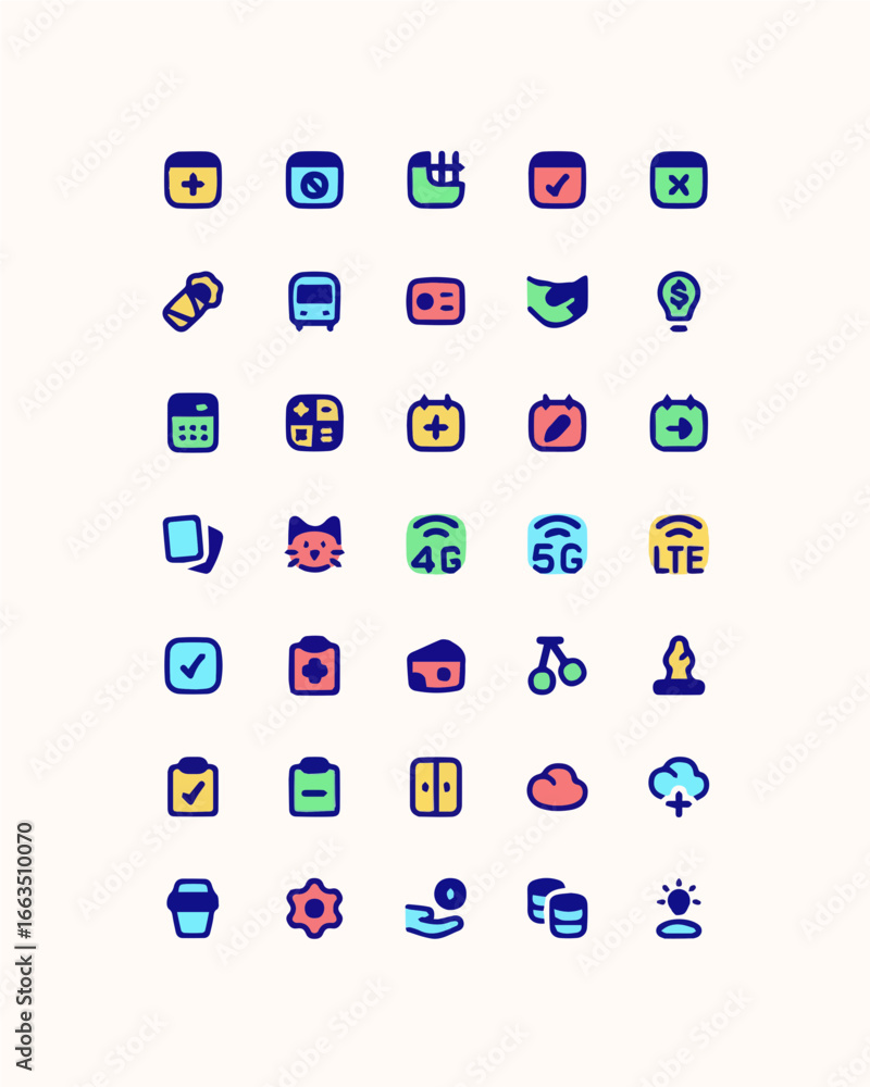 Aufkleber vibrant pixel art icon set with retro 8-bit style for modern digital designs and playful interface e