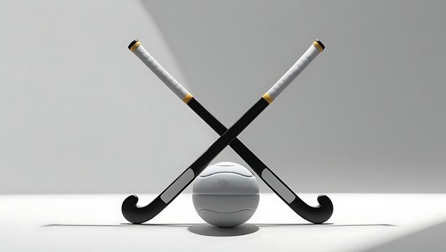 Crossed Field Hockey Sticks and a Ball