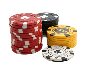 Casino Chips Stacked High Ready for a Poker Game Night with Friends Gambling and Winning