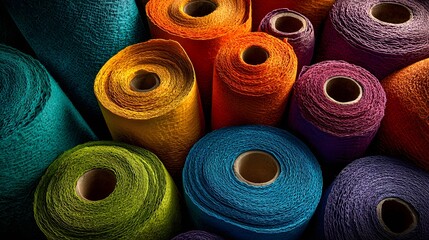 Close-Up of Colorful Rolled Fabric Textures