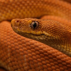 Obraz premium Elegant Orange Ball Python Macro Illustration 