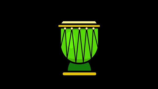 Goblet drum icon animation transparent background. Alpha channel