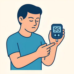 Diabetes awareness concept with glucose meter and character