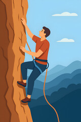 Rock climbing on mountain cliff