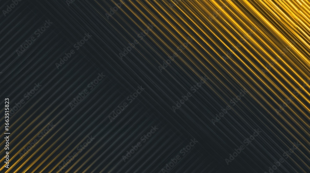 Poster diagonal lines of gold and dark gray create a striking geometric pattern.