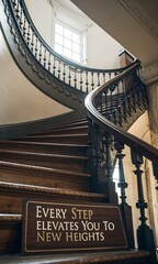 Obraz premium Inspirational Staircase with Motivational Sign for Personal Growth