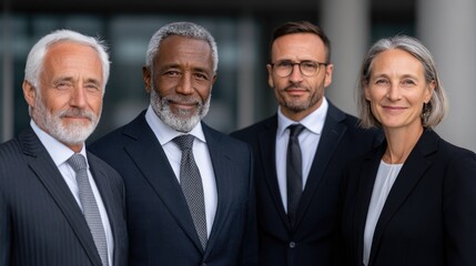 Group of Confident Business Leaders in Formal Suits
