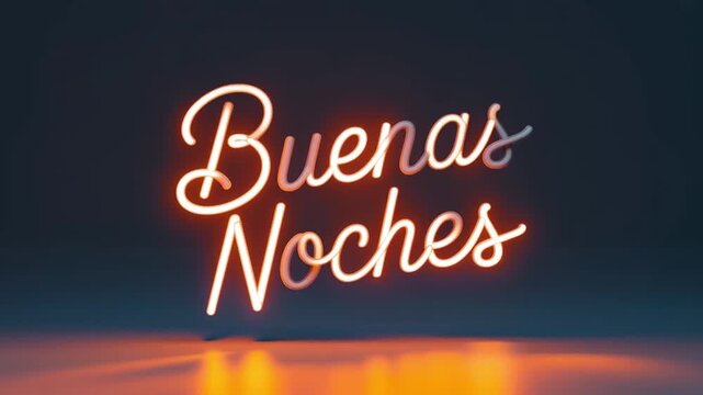 An elegant buenas noches message written in a beautiful flowing golden script