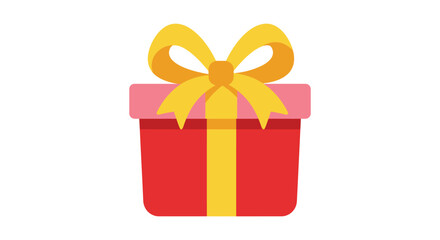 A red gift box with a yellow ribbon and pink lid