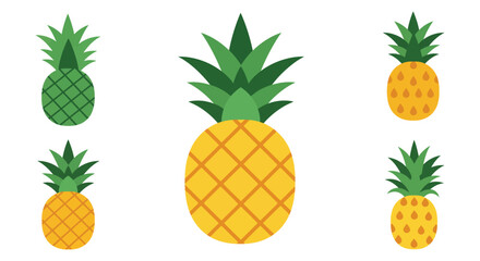 A collection of pineapples in different sizes and colors