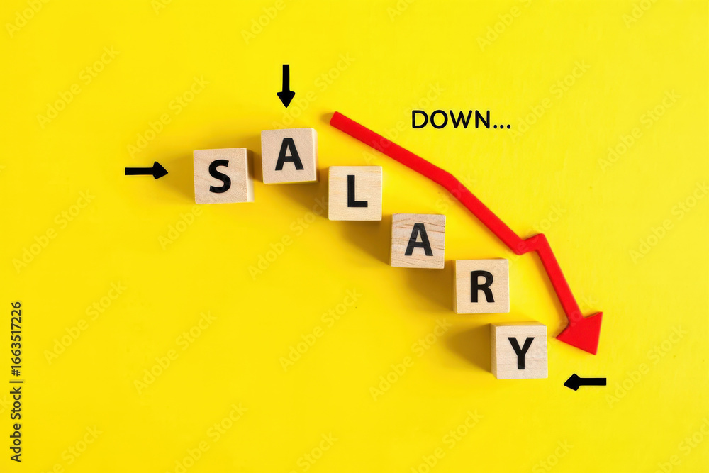 Poster navigating economic downturns a visual representation of salary reduction and financial challenges w