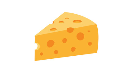 A wedge of yellow cheese with holes on a white background