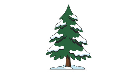 A snow covered pine tree in a winter landscape scene