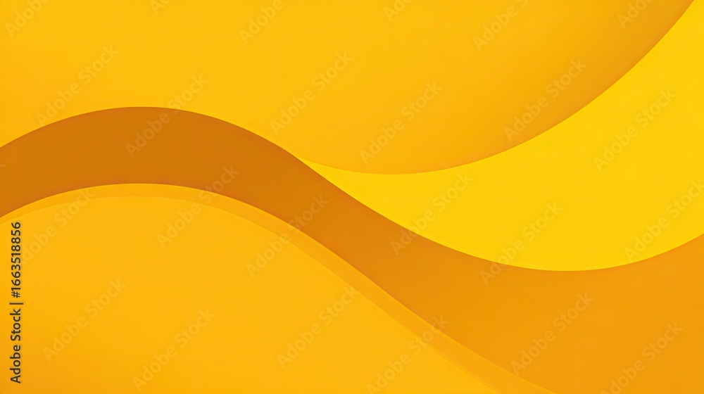 Poster abstract design with overlapping yellow and gold curves.