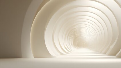 Obraz premium A light-filled, minimalist tunnel with concentric arches
