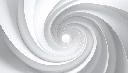 Abstract white spiral of smooth, layered, curved shapes with depth and motion.