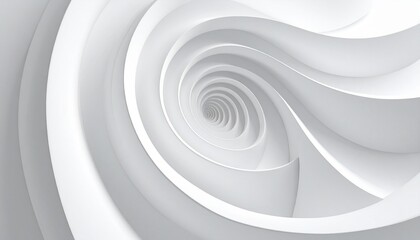 Obraz premium Abstract white spiral of smooth, layered, curved shapes with depth and motion.
