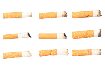 Cigarette Butt on White Background trash