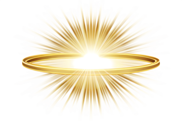 Golden Halo With Radiant Light Burst And Colorful Edges angel divine isolated on a transparent background
