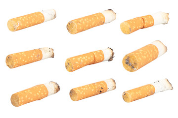 Cigarette Butt on White Background trash