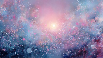 Abstract, dreamy, pastel-colored background with glittering particles, soft light source