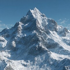 Snowy mountain peak against a clear blue sky (3)
