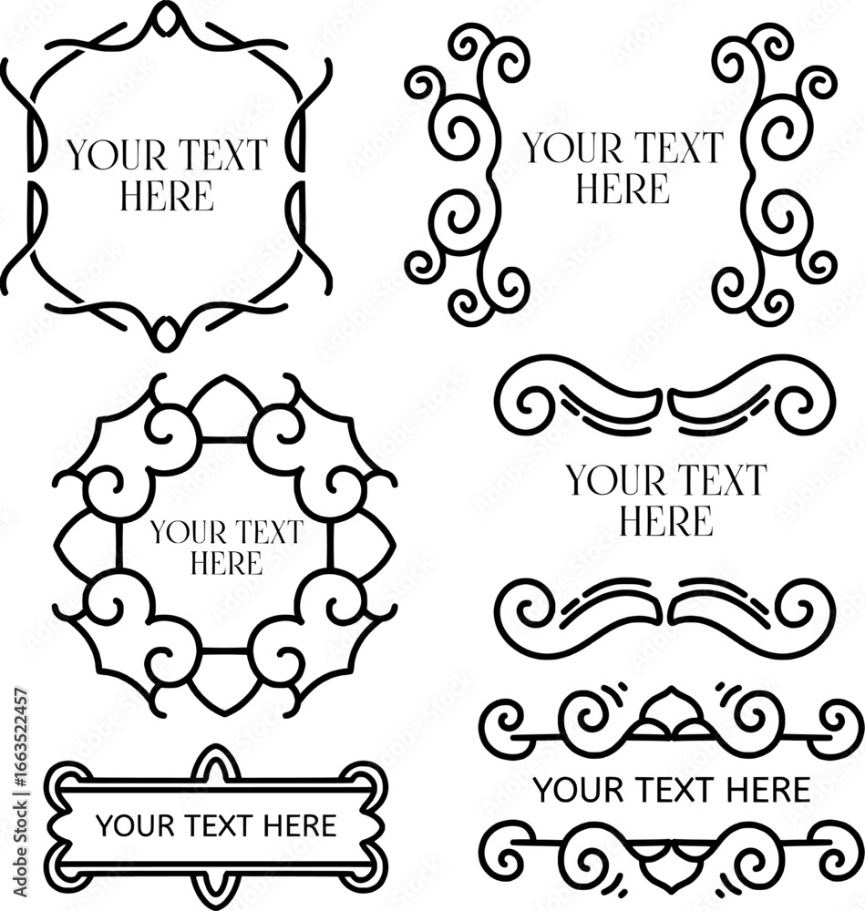 Aufkleber displays an ornamental frame design with the ability to add text in the middle