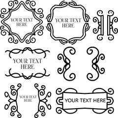 displays several minimalist line art ornamental designs with different shapes and carvings