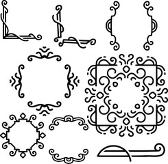 displays several corner frame design ornaments and others