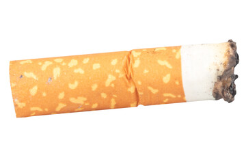 Cigarette Butt on White Background trash