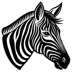 Striking zebra head with bold black and white stripes, perfect for wildlife designs, branding, or artistic animal themes with a modern stylized aesthetic
