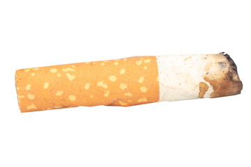 Cigarette Butt on White Background trash