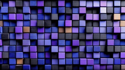 Fototapeta premium Abstract geometric pattern of 3d squares in shades of purple and blue.