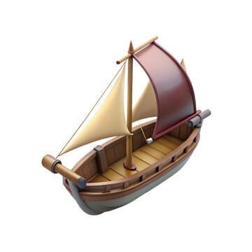 Feluca Traditional Boat 3D Transparent PNG