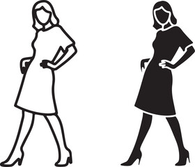  fashion figure Vector art of fashionable woman posing on isolated