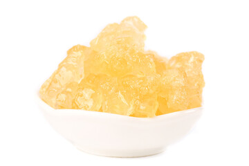 Handmade Yellow Rock Sugar Cane Blocks from Yunnan China in White Bowl
