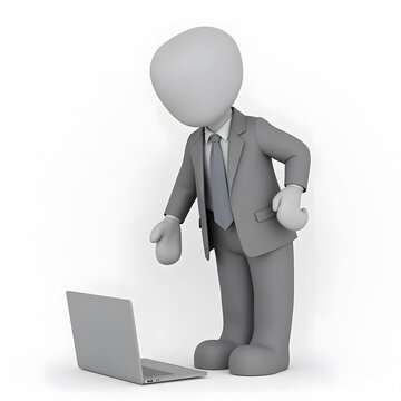3d businessman with laptop