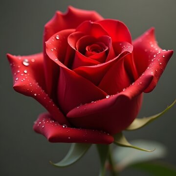 red rose with drops of water