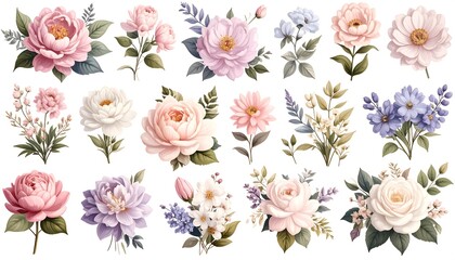 Floral arrangement collection.  Pastel flowers