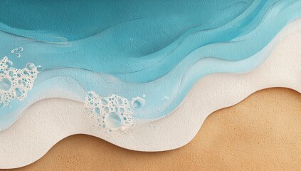 Obraz premium Ocean waves lapping onto sandy beach. Abstract, layered