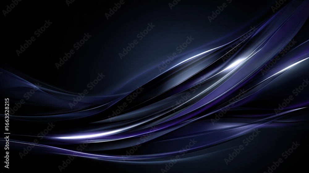 Poster dark abstract design with flowing lines and highlights.
