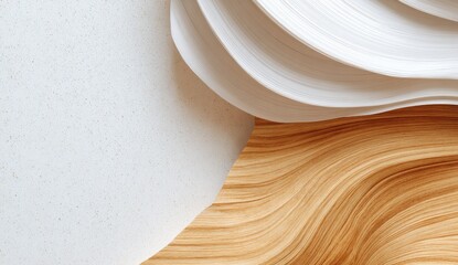 Abstract wavy forms in light beige and white