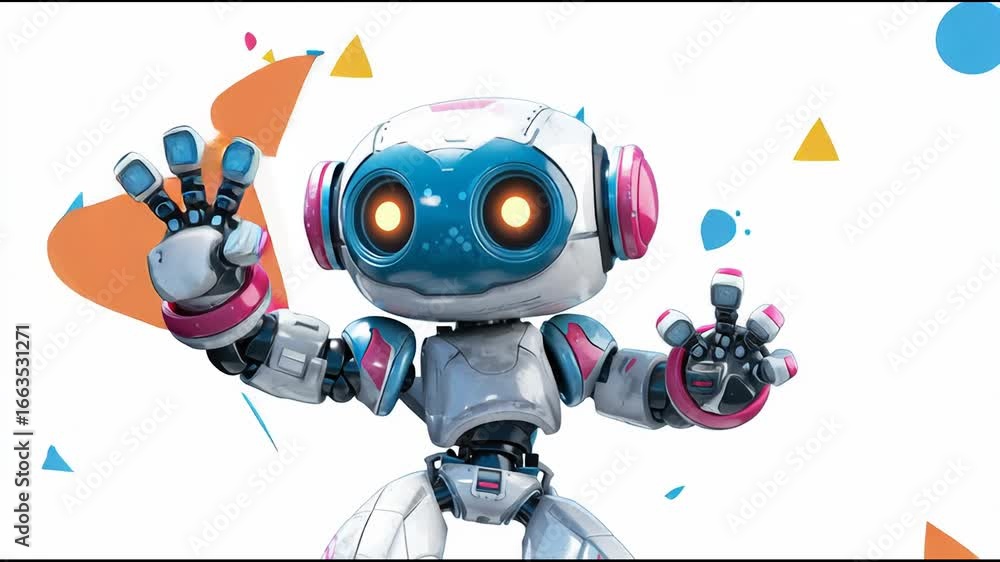 Poster join a friendly robot on an adventure exploring creativity and technology at a vibrant event in a fu