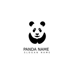 Vector illustration logo icon of a panda, including sample font mock-up
