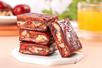 Xinjiang Date Walnut Bars - Traditional Chinese Vegetarian Snacks with Nuts and Dried Fruit