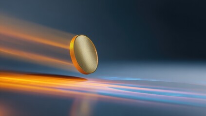 Golden disc, abstract motion blur