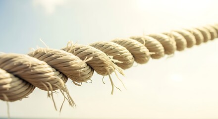 Thick Twisted Rope Against Bright Sky