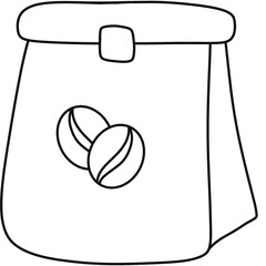 bag of coffee bean black outline