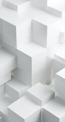 Obraz premium Abstract three-dimensional composition of many interlocking white cubes